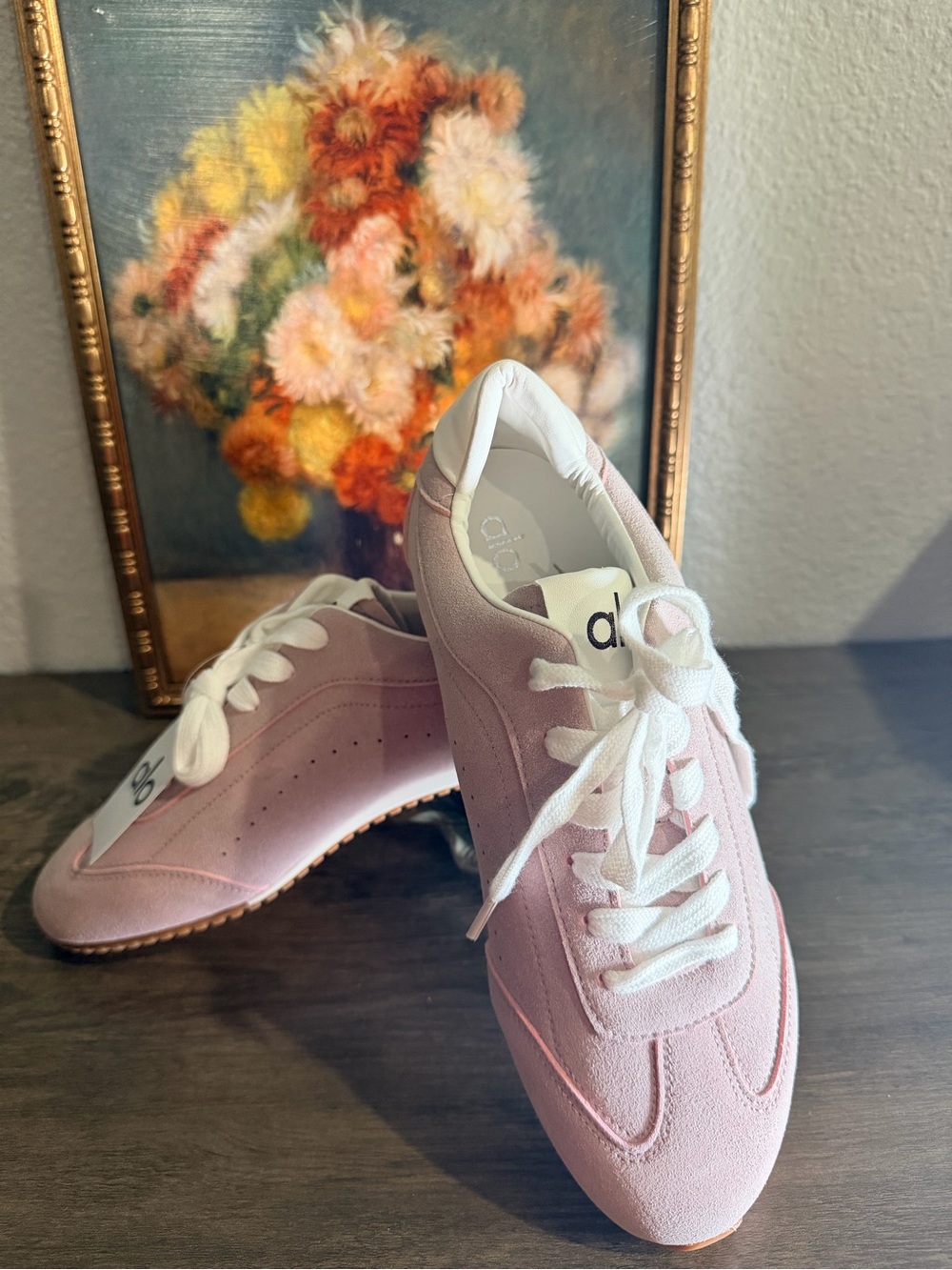 ALO Yoga Blush Pink Suede Lace-Up Sneakers